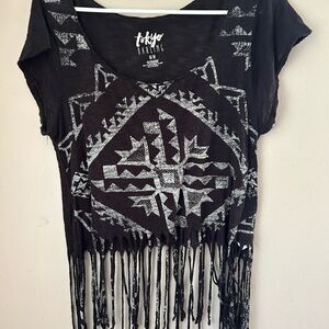 Tokyo Darling Black and White Fringe Crop Top